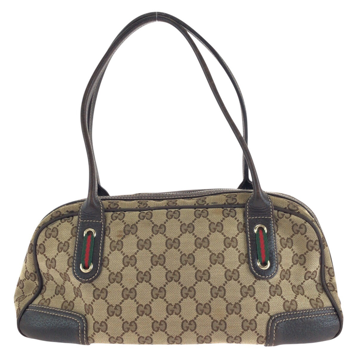14225
GUCCI グッチ シェリーライン プリンシー ブラウン ゴールド金具 GGキャンバス / レザー 161720 ショルダーバッグ ミニボストンバッグ  レディース