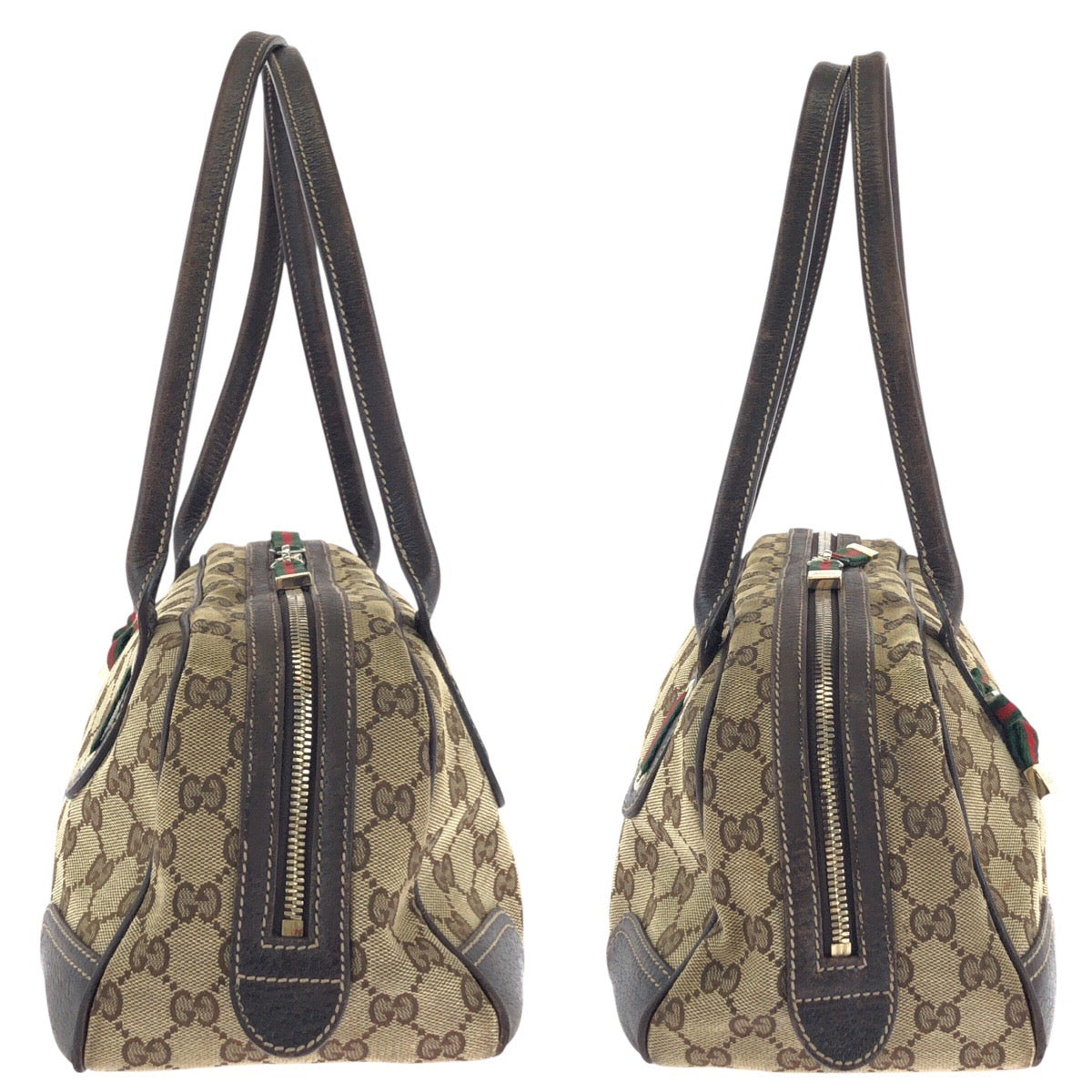 14225
GUCCI グッチ シェリーライン プリンシー ブラウン ゴールド金具 GGキャンバス / レザー 161720 ショルダーバッグ ミニボストンバッグ  レディース