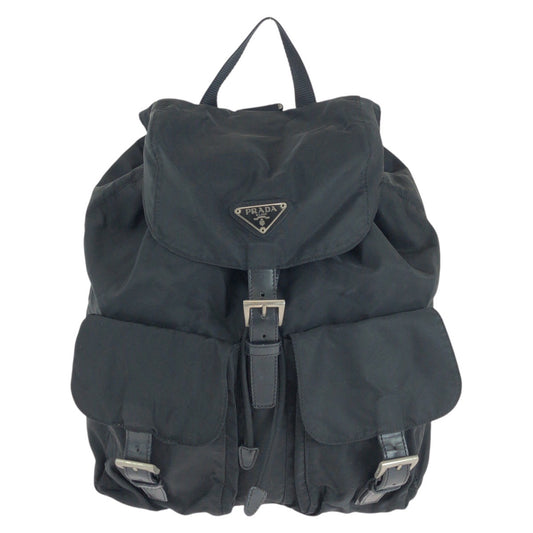 14226
PRADA プラダ テスート 三角ロゴプレート ブラック 黒 シルバー金具 ナイロン リュック・デイパック バックパック 男女兼用  レディース