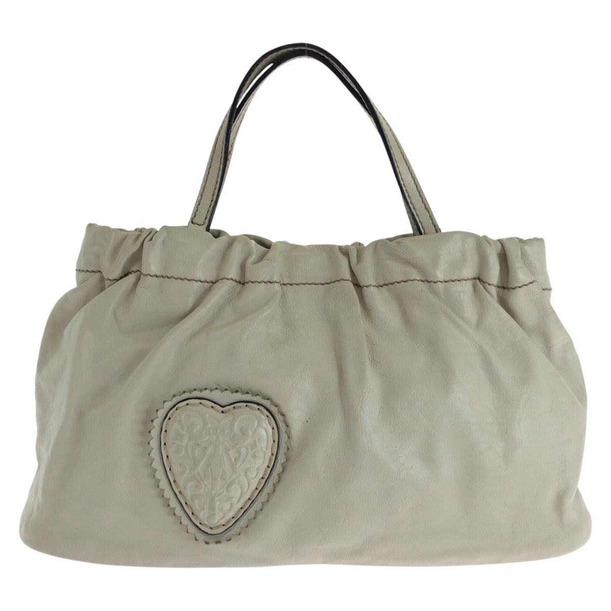 14227
GUCCI グッチ クレスト オフホワイト クリーム ゴールド金具 レザー 212994 トートバッグ ハンドバッグ  レディース