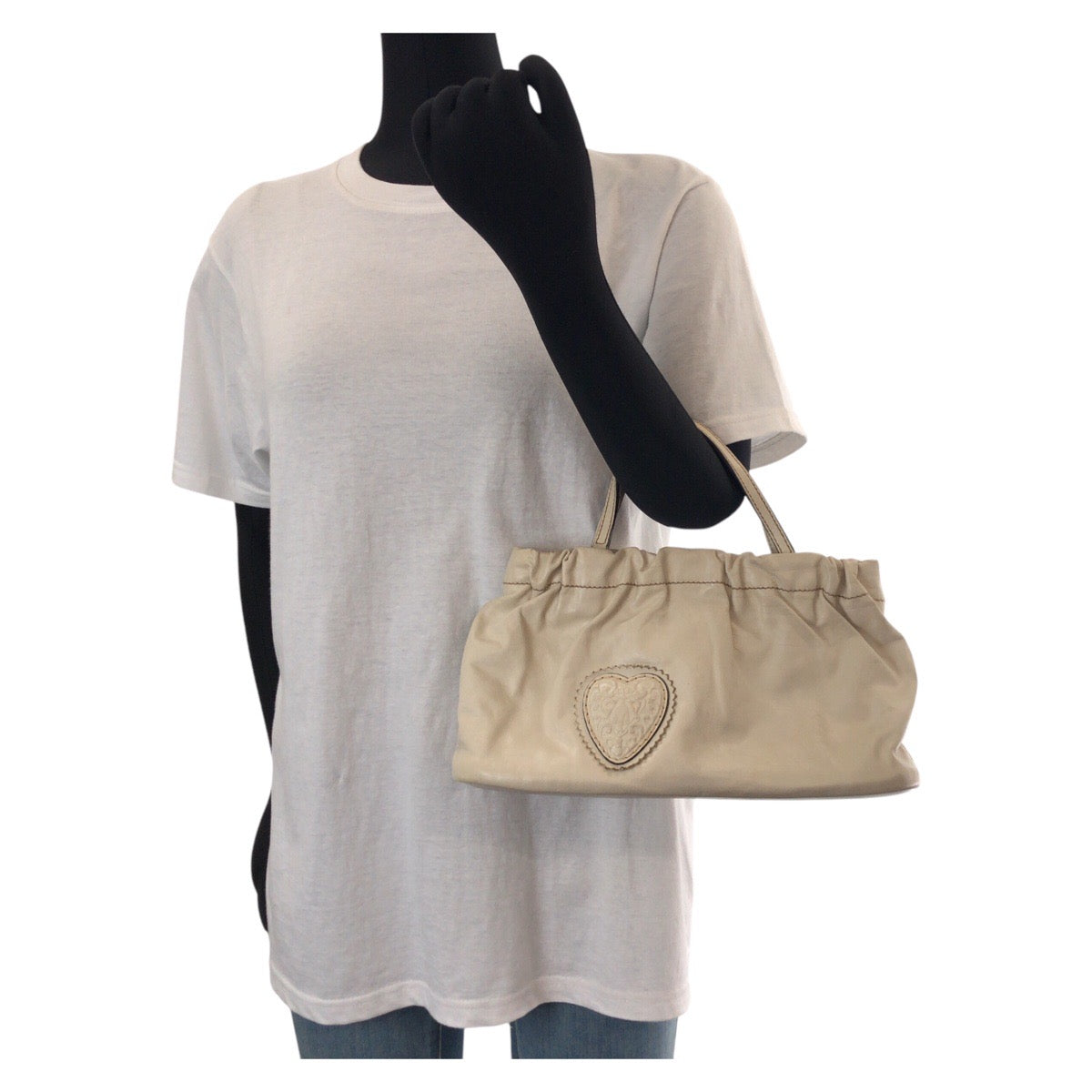 14227
GUCCI グッチ クレスト オフホワイト クリーム ゴールド金具 レザー 212994 トートバッグ ハンドバッグ  レディース