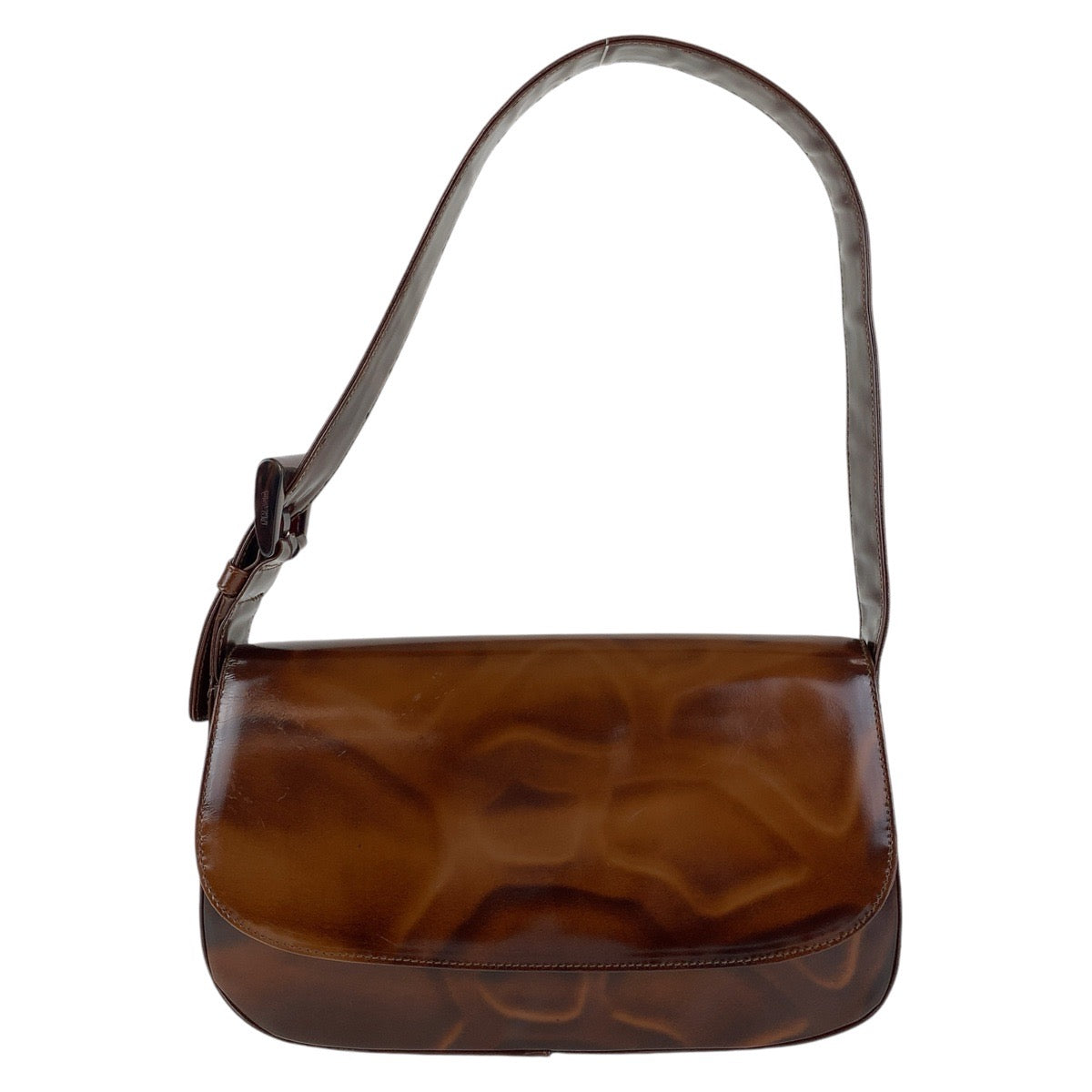 13813
 PRADA Brown Patent Leather Shoulder Bag for Women