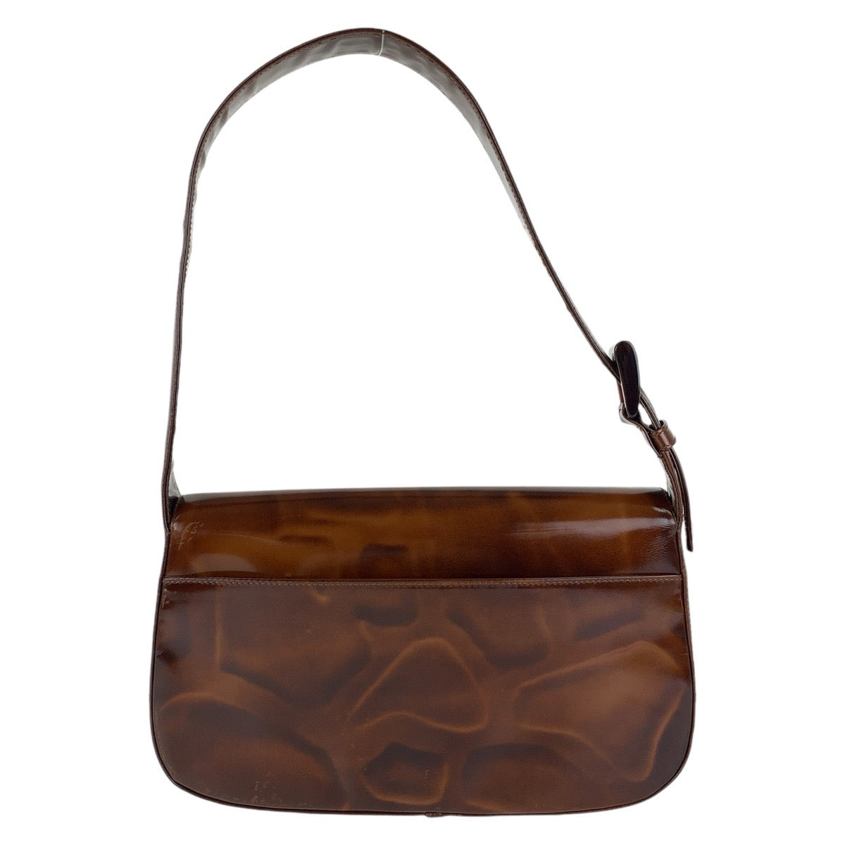 13813
 PRADA Brown Patent Leather Shoulder Bag for Women