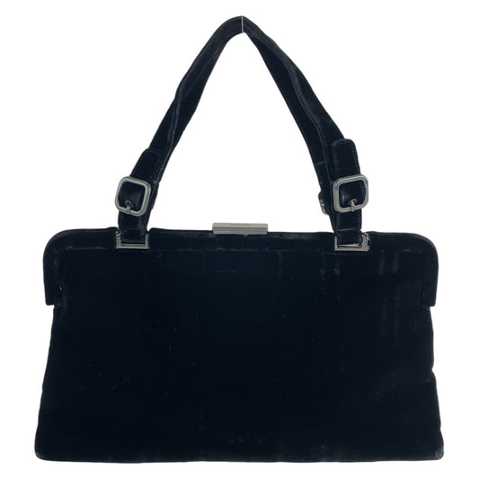 14229
PRADA プラダ ブラック 黒 シルバー金具 ベロア / ナイロン ハンドバッグ バニティバッグ  レディース AB13