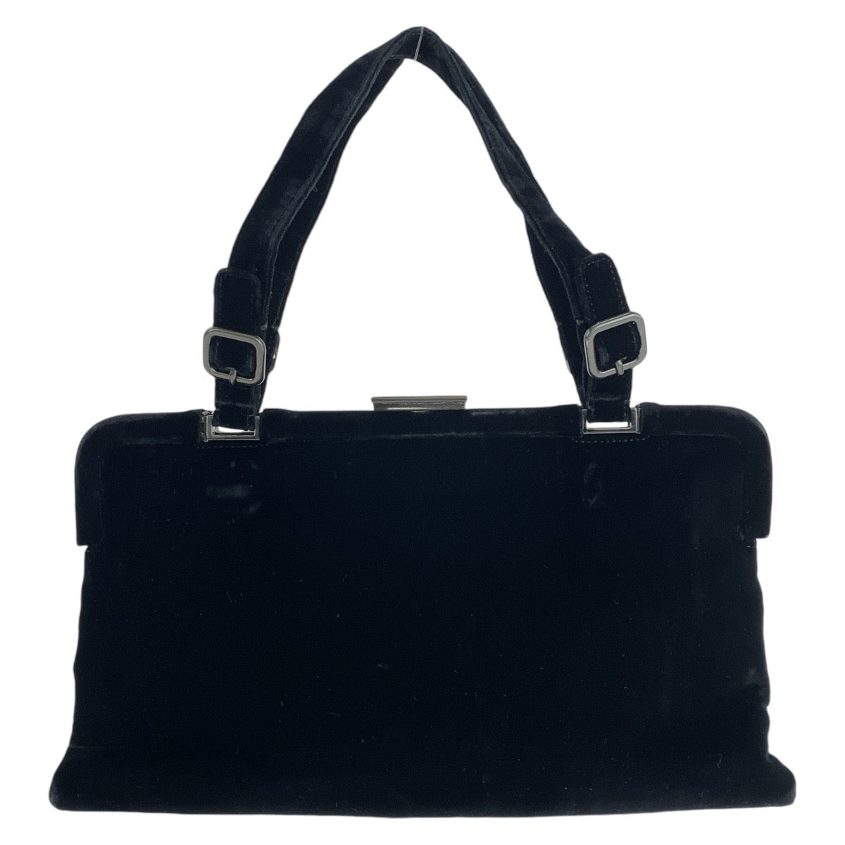 14229
PRADA プラダ ブラック 黒 シルバー金具 ベロア / ナイロン ハンドバッグ バニティバッグ  レディース AB13