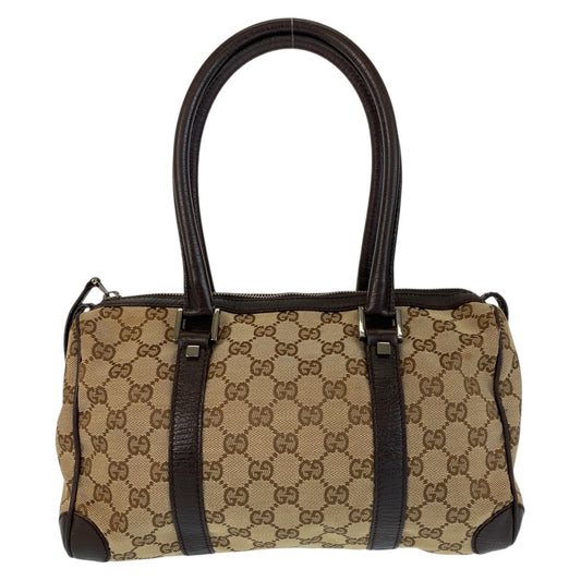 14230
GUCCI グッチ ベージュ ブラウン GGキャンバス / レザー 30458 ハンドバッグ ボストンバッグ  レディース