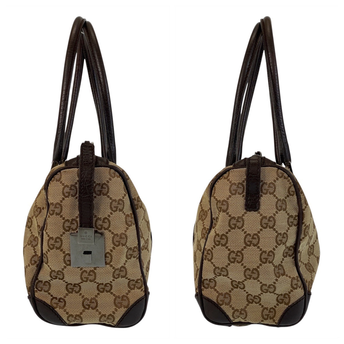 14230
GUCCI グッチ ベージュ ブラウン GGキャンバス / レザー 30458 ハンドバッグ ボストンバッグ  レディース