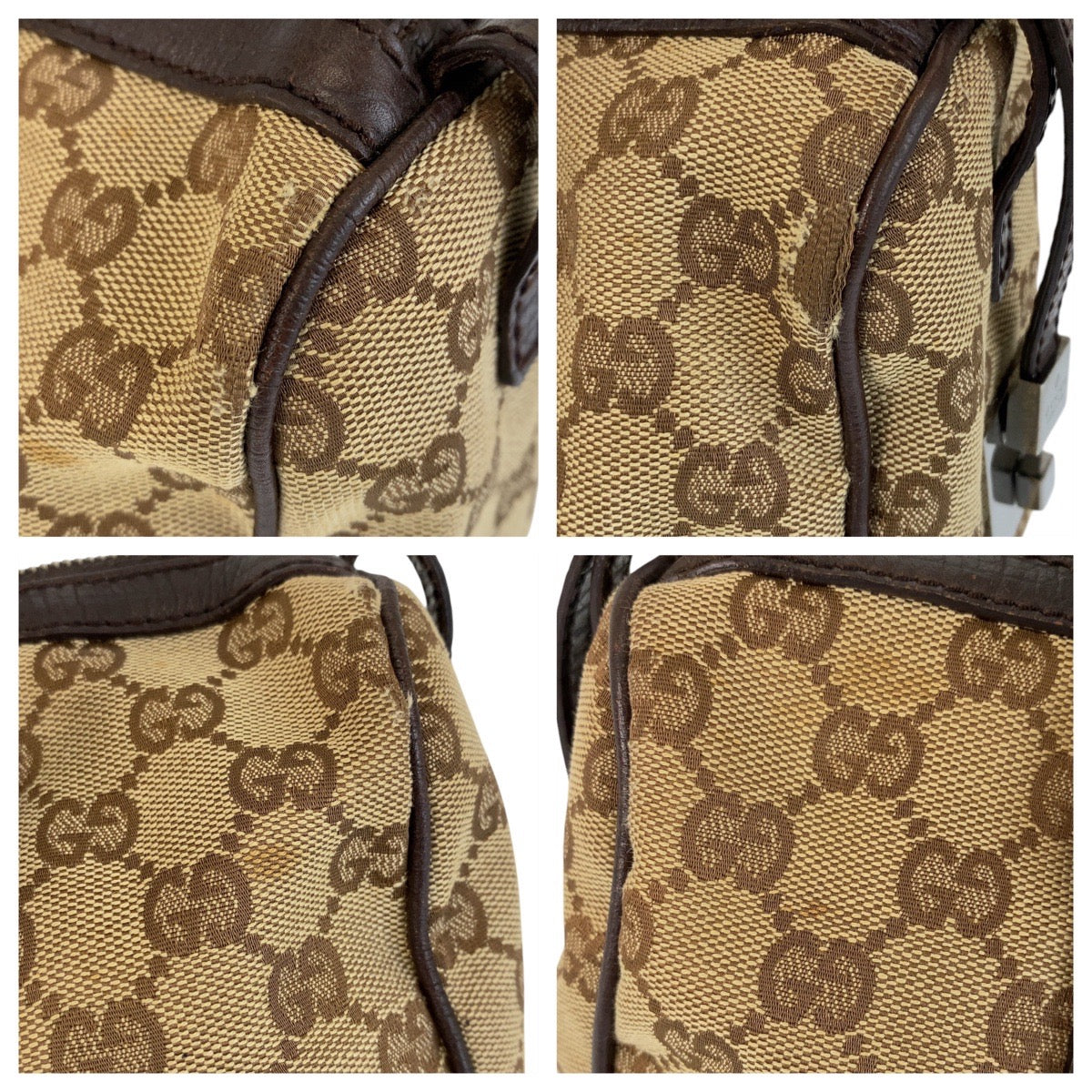 14230
GUCCI グッチ ベージュ ブラウン GGキャンバス / レザー 30458 ハンドバッグ ボストンバッグ  レディース