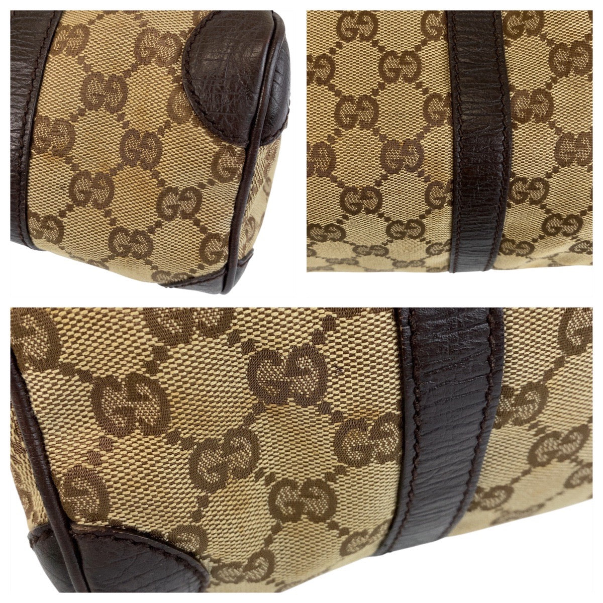 14230
GUCCI グッチ ベージュ ブラウン GGキャンバス / レザー 30458 ハンドバッグ ボストンバッグ  レディース