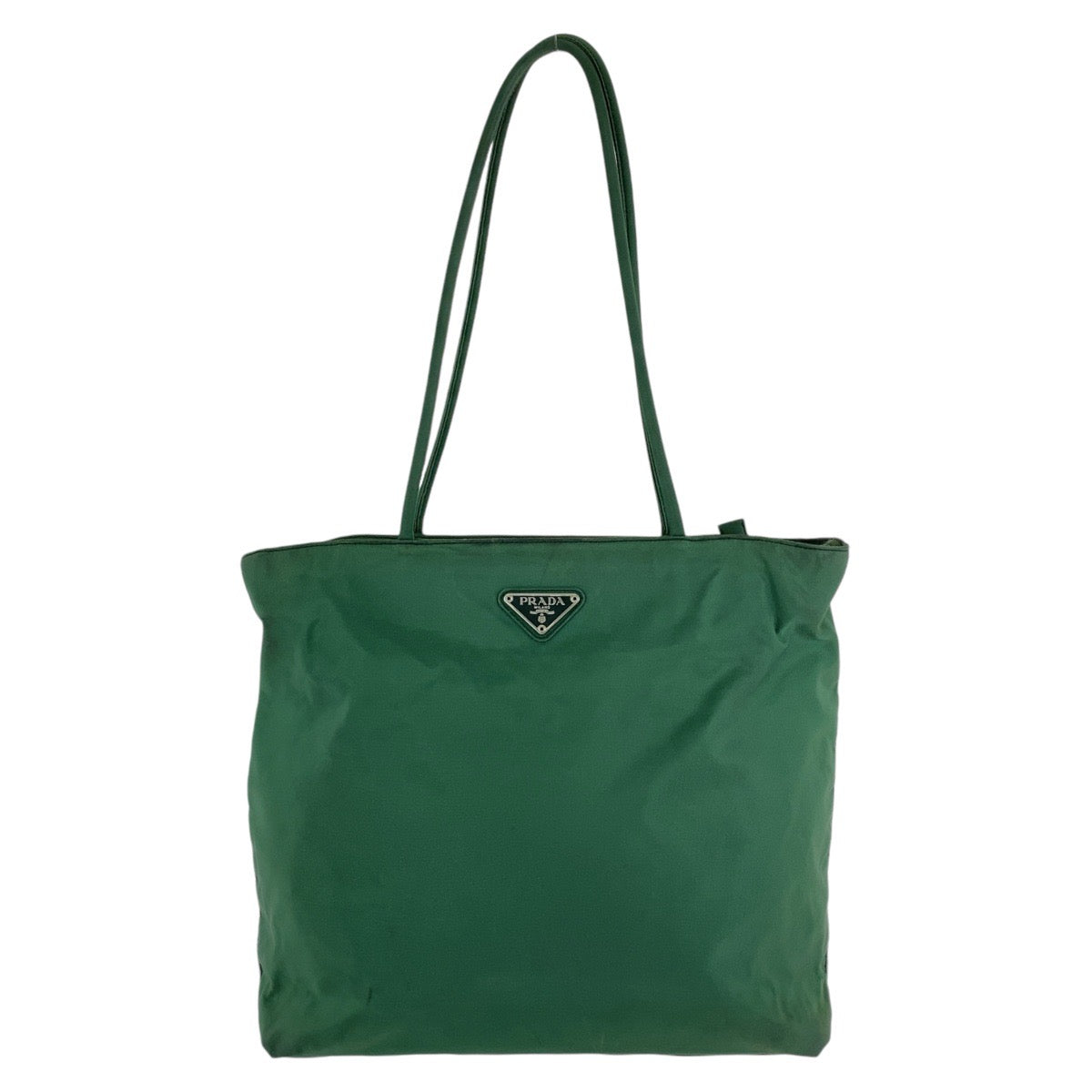 13814
PRADA プラダ テスート 三角ロゴプレート グリーン シルバー金具 ナイロン トートバッグ ショルダーバッグ  レディース