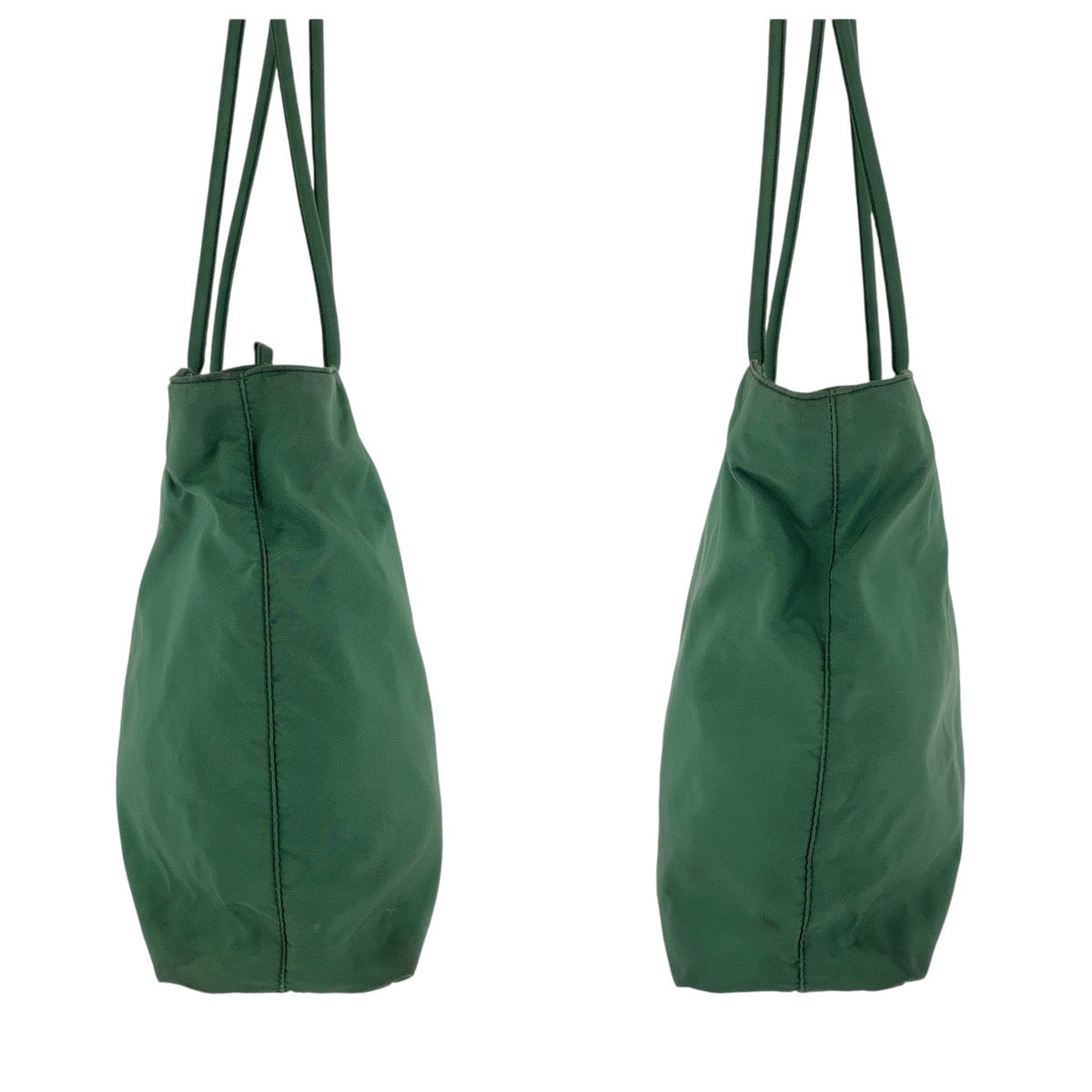 13814
PRADA プラダ テスート 三角ロゴプレート グリーン シルバー金具 ナイロン トートバッグ ショルダーバッグ  レディース