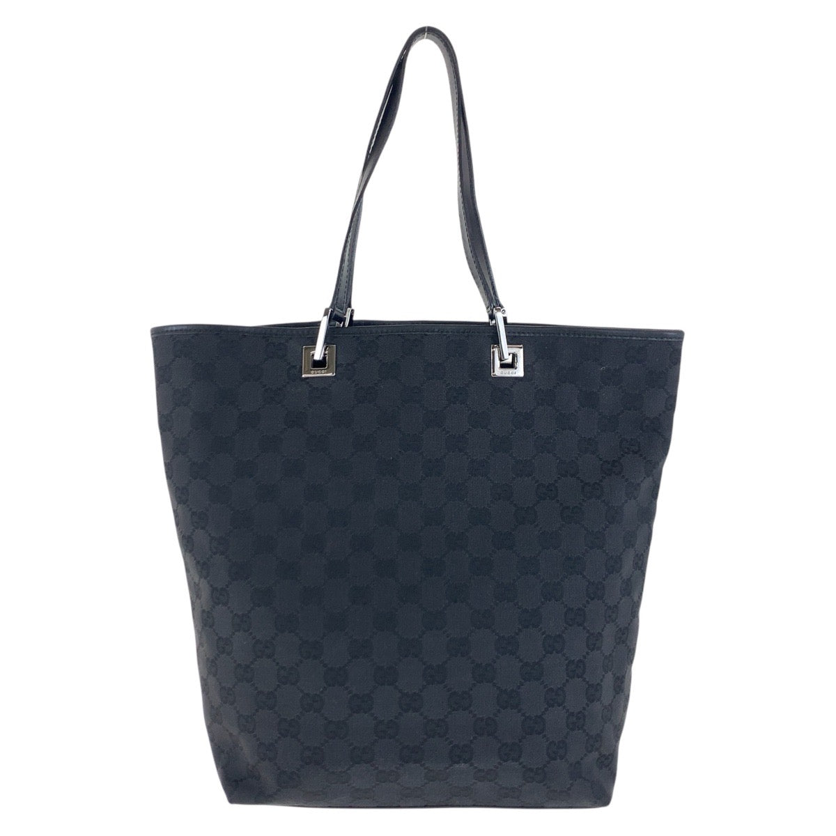14231
GUCCI グッチ ブラック 黒 シルバー金具 GGキャンバス / レザー 31243 トートバッグ ショルダーバッグ  レディース