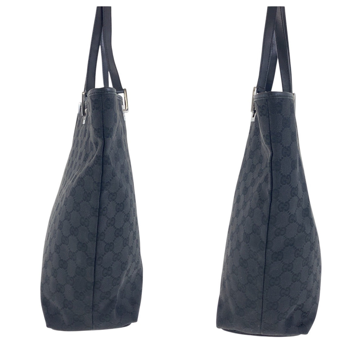 14231
GUCCI グッチ ブラック 黒 シルバー金具 GGキャンバス / レザー 31243 トートバッグ ショルダーバッグ  レディース