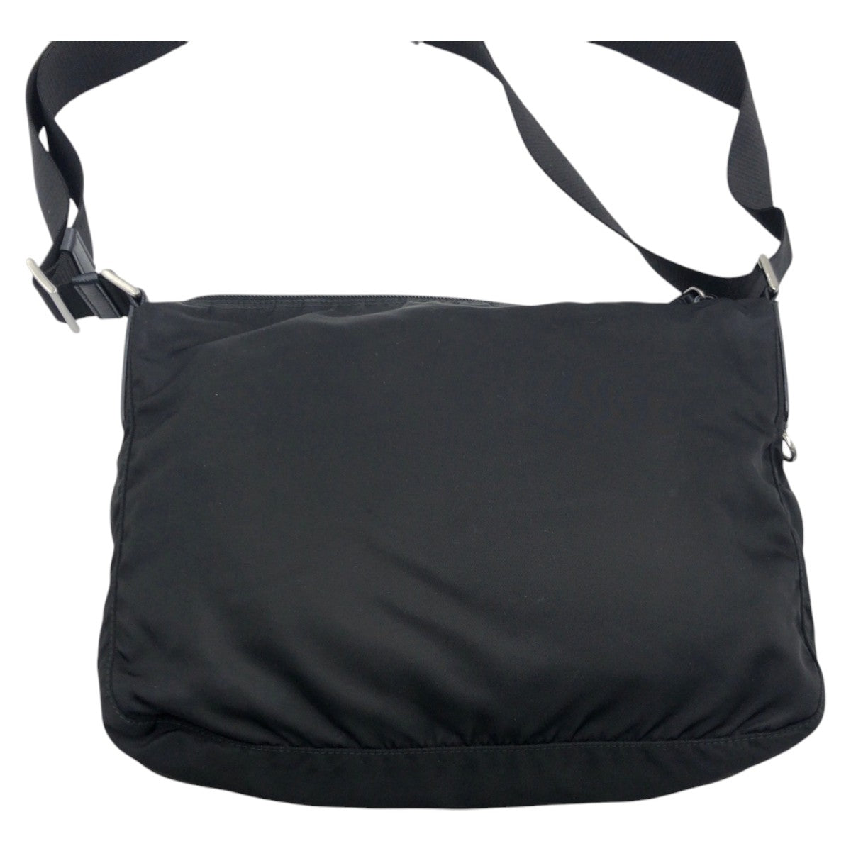 PRADA Tessuto Triangle Logo Plate Black Silver Hardware Nylon Shoulder Bag Men's