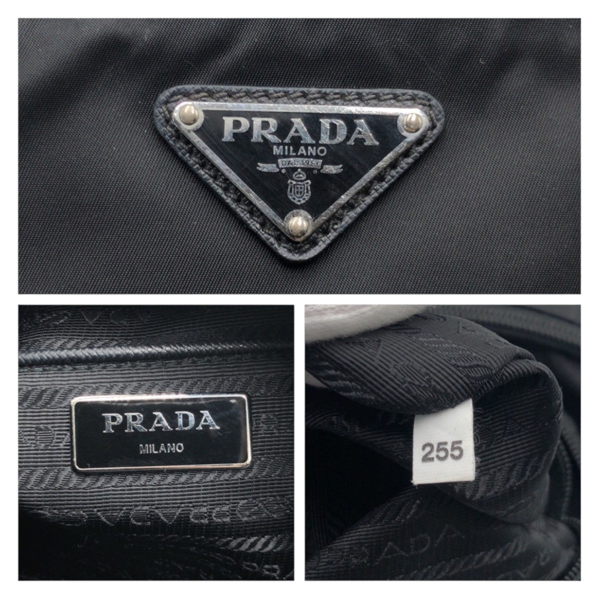 PRADA Tessuto Triangle Logo Plate Black Silver Hardware Nylon Shoulder Bag Men's
