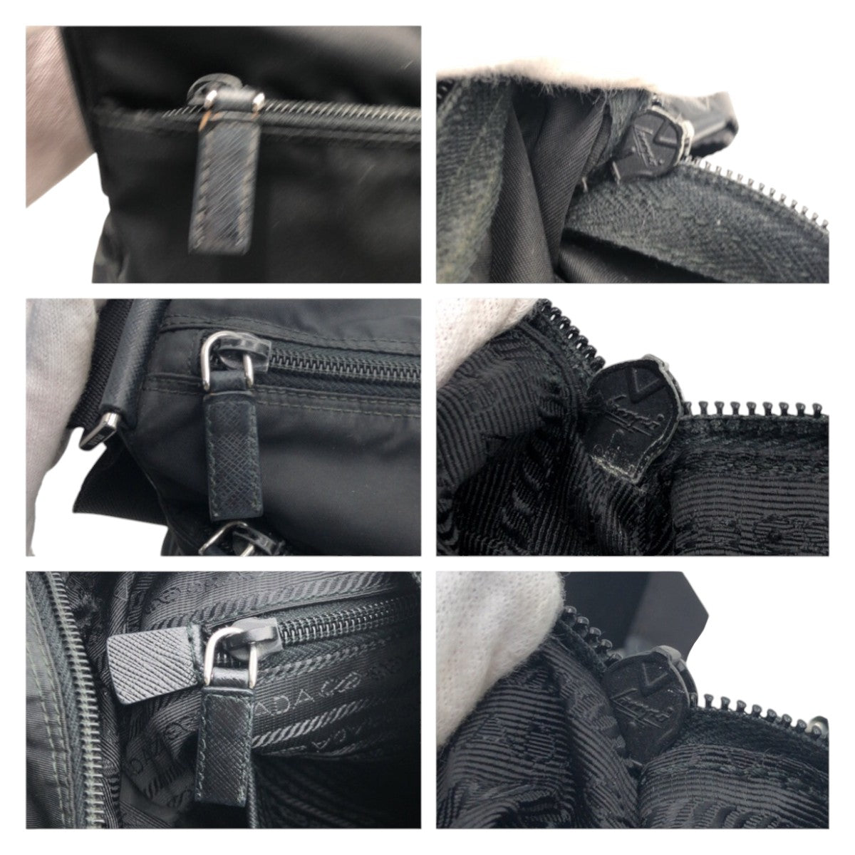 PRADA Tessuto Triangle Logo Plate Black Silver Hardware Nylon Shoulder Bag Men's