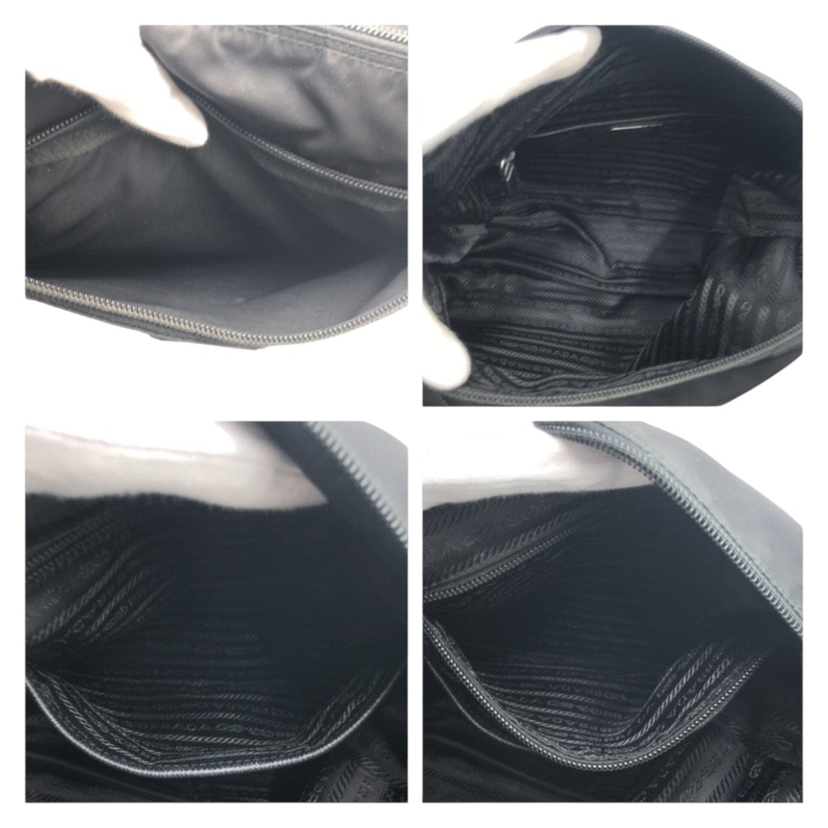 PRADA Tessuto Triangle Logo Plate Black Silver Hardware Nylon Shoulder Bag Men's