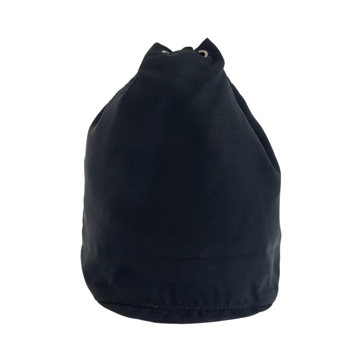 PRADA Tessuto Triangle Logo Plate Black Silver Hardware Nylon Pouch Drawstring Pouch Women's