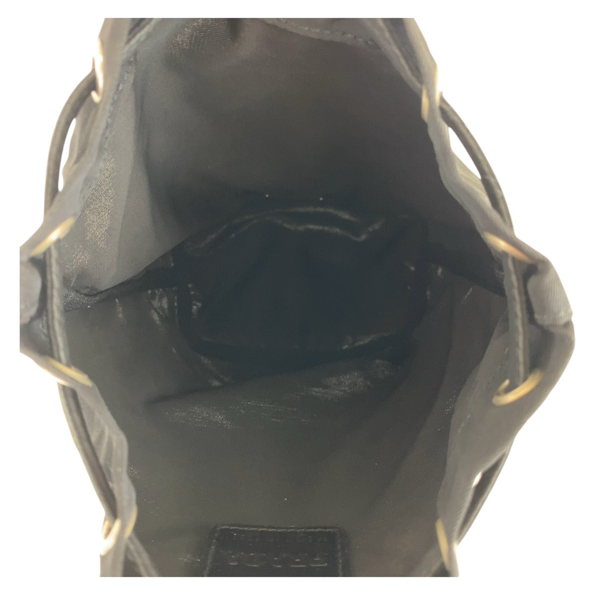 PRADA Tessuto Triangle Logo Plate Black Silver Hardware Nylon Pouch Drawstring Pouch Women's