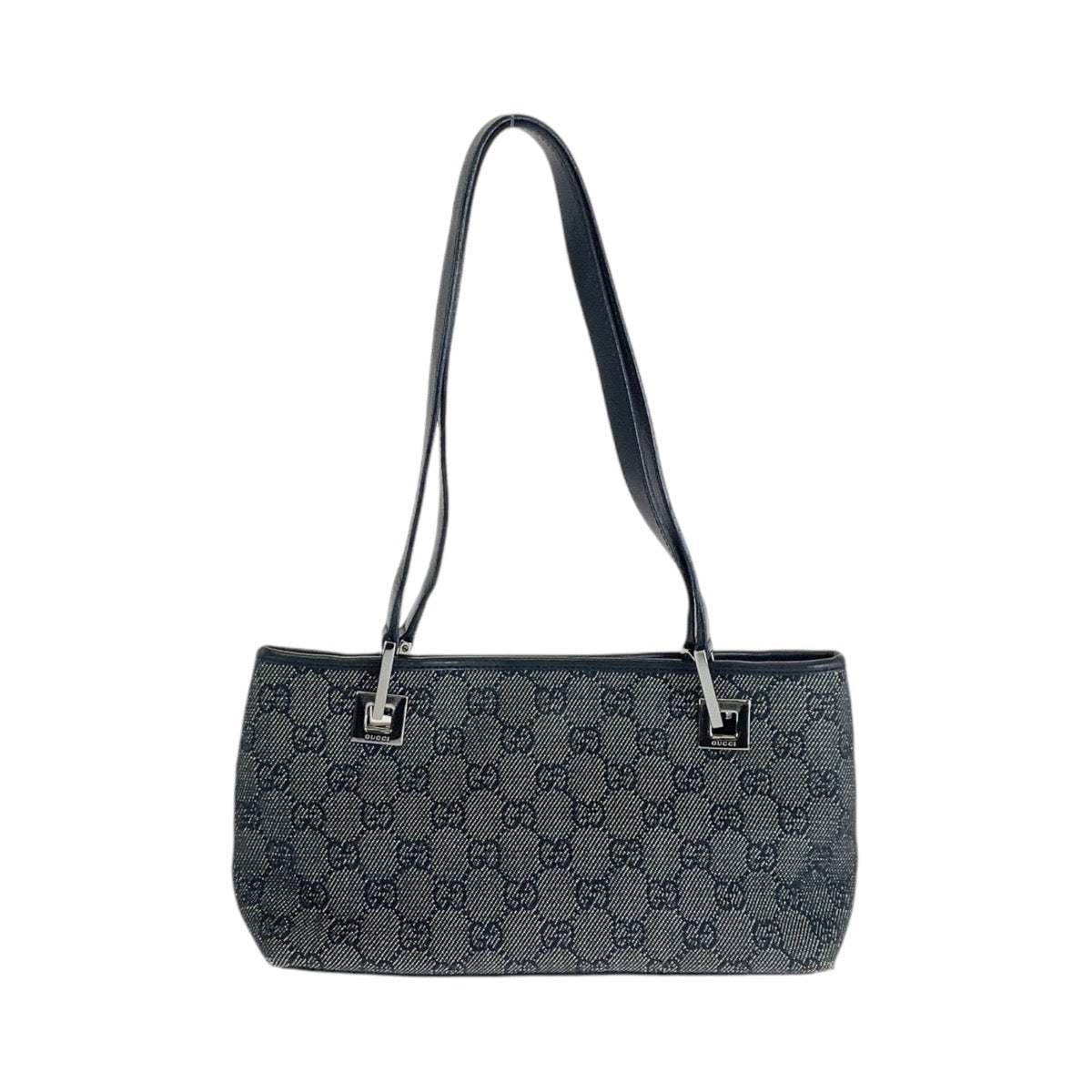 14234
GUCCI グッチ ブラック 黒 シルバー金具 GGキャンバス / レザー 36172 トートバッグ ハンドバッグ  レディース