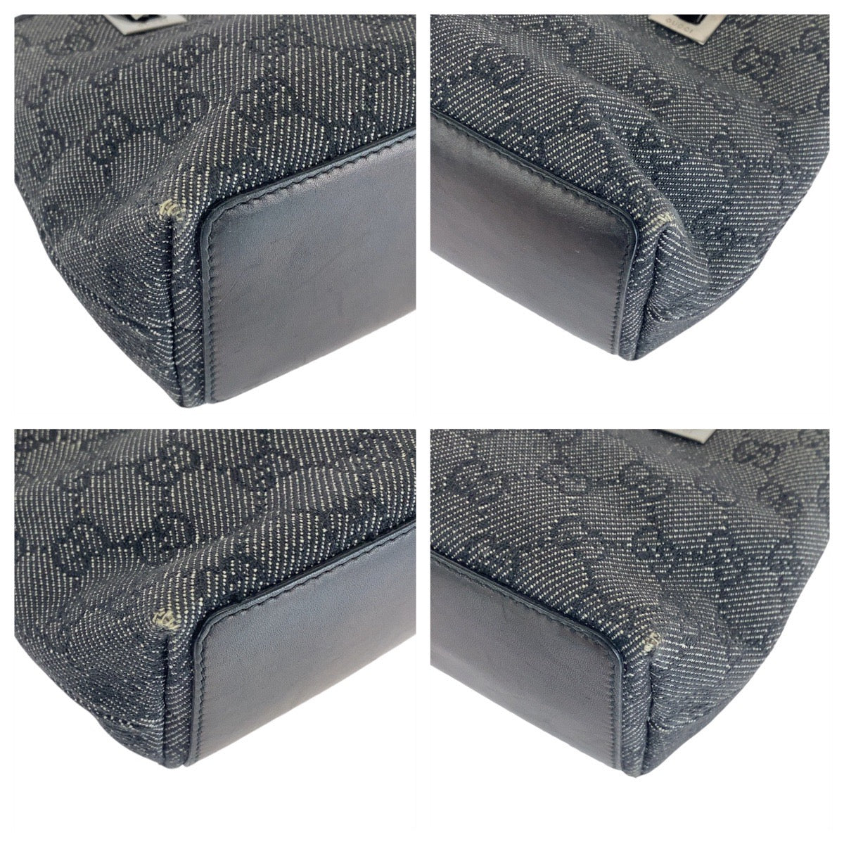 14234
GUCCI グッチ ブラック 黒 シルバー金具 GGキャンバス / レザー 36172 トートバッグ ハンドバッグ  レディース