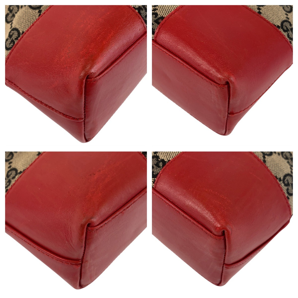 14235
GUCCI グッチ レッド ベージュ ゴールド金具 GGキャンバス / レザー 001 4231 ショルダーバッグ  レディース