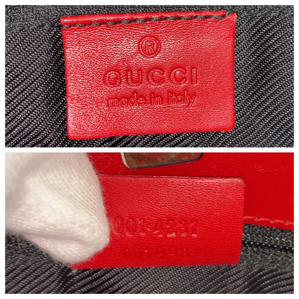 14235
GUCCI グッチ レッド ベージュ ゴールド金具 GGキャンバス / レザー 001 4231 ショルダーバッグ  レディース