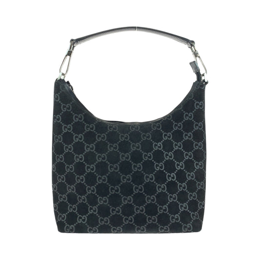 13816
GUCCI グッチ ブラック 黒 シルバー金具 スウェード 000 0602 ホーボー ショルダーバッグ 肩掛け  レディース