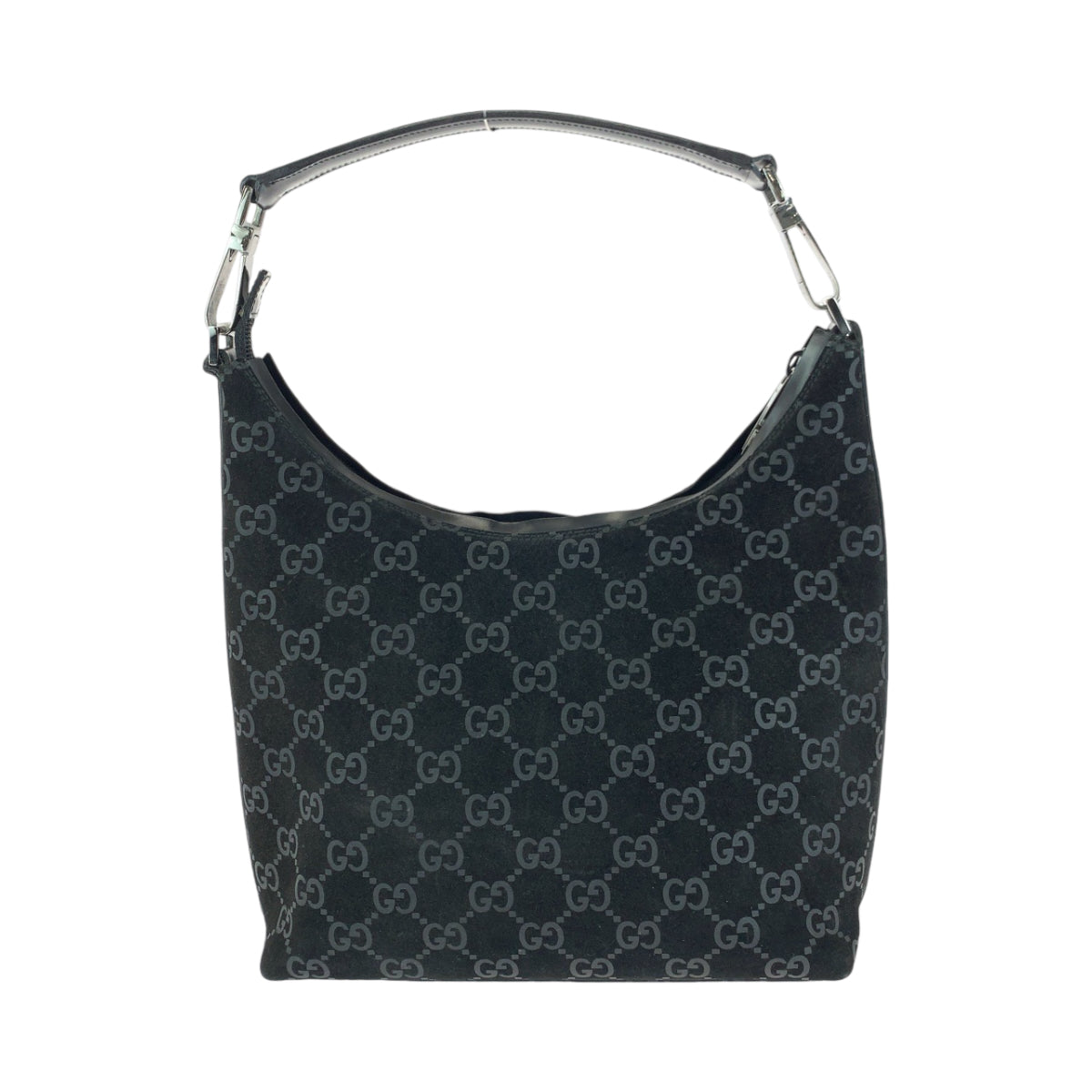 13816
GUCCI グッチ ブラック 黒 シルバー金具 スウェード 000 0602 ホーボー ショルダーバッグ 肩掛け  レディース