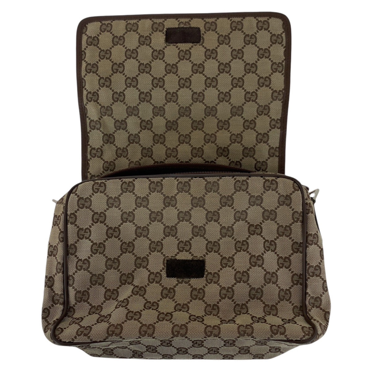14236
GUCCI グッチ ブラウン シルバー金具 GGキャンバス / レザー 28562 ショルダーバッグ メッセンジャーバッグ 男女兼用  レディース
