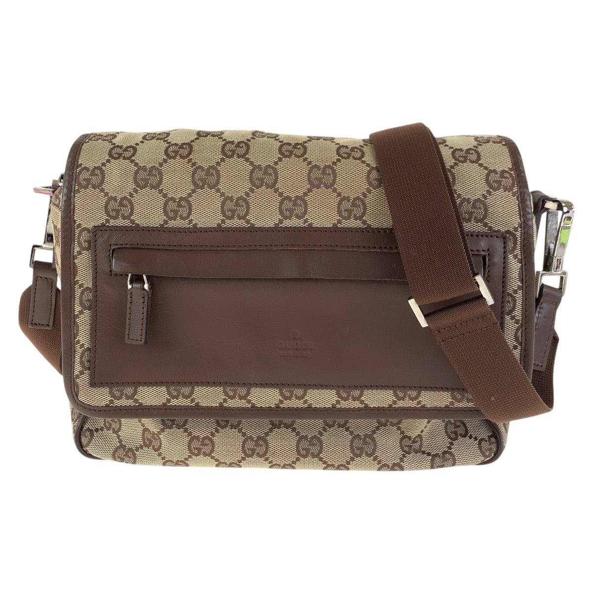 14236
GUCCI グッチ ブラウン シルバー金具 GGキャンバス / レザー 28562 ショルダーバッグ メッセンジャーバッグ 男女兼用  レディース
