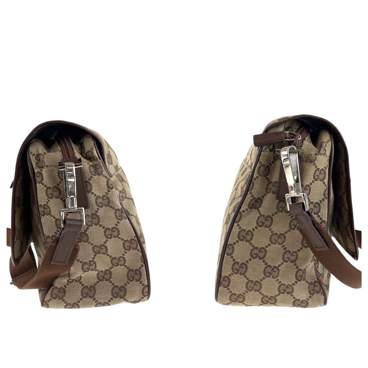 14236
GUCCI グッチ ブラウン シルバー金具 GGキャンバス / レザー 28562 ショルダーバッグ メッセンジャーバッグ 男女兼用  レディース