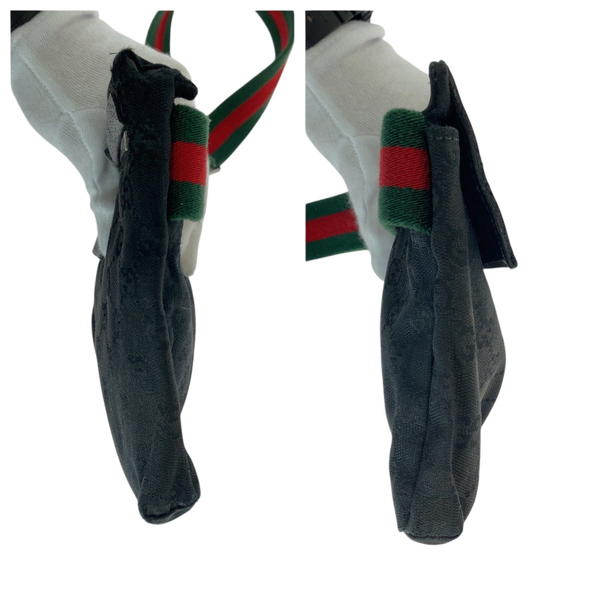 14238
GUCCI グッチ シェリーライン ブラック 黒 シルバー金具 GGキャンバス / レザー 28566 ボディバッグ ウエストバッグ 男女兼用  レディース