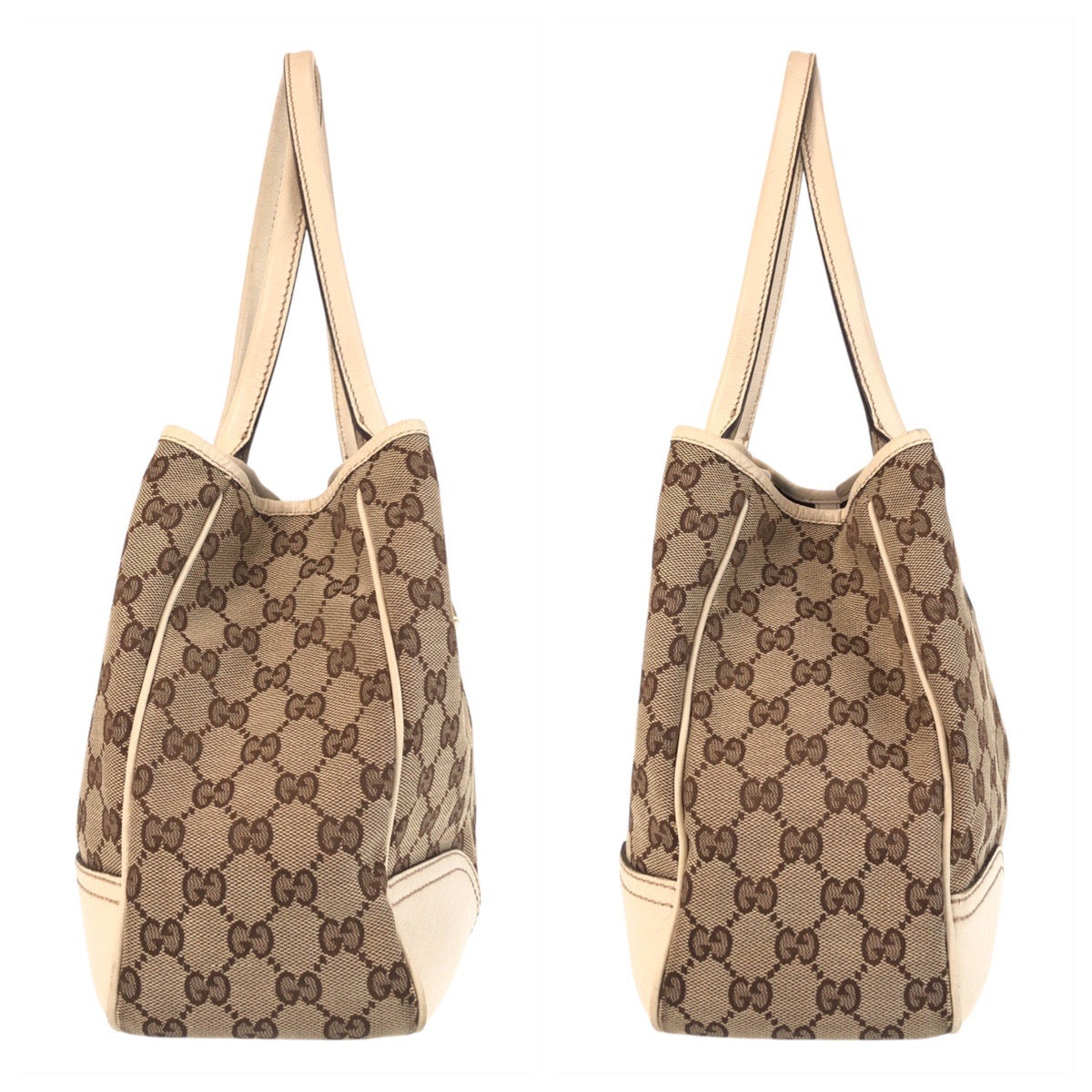 14239
GUCCI グッチ プリンシー ベージュ ホワイト ゴールド金具 GGキャンバス / レザー 163805 トートバッグ ショルダーバッグ  レディース