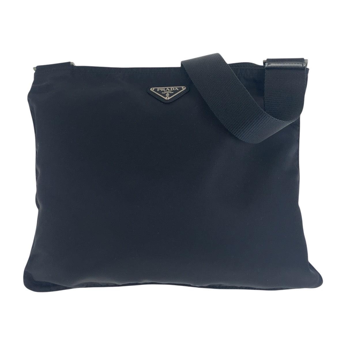 14241
PRADA プラダ テスート 三角ロゴプレート ブラック 黒 シルバー金具 ナイロン 斜め掛け ショルダーバッグ  メンズ