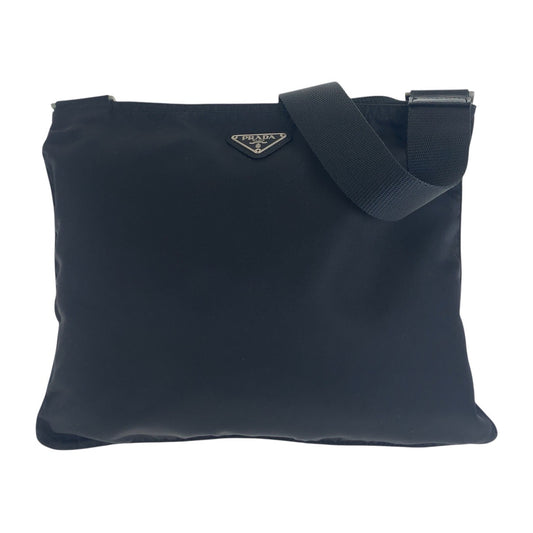 14241
PRADA プラダ テスート 三角ロゴプレート ブラック 黒 シルバー金具 ナイロン 斜め掛け ショルダーバッグ  メンズ
