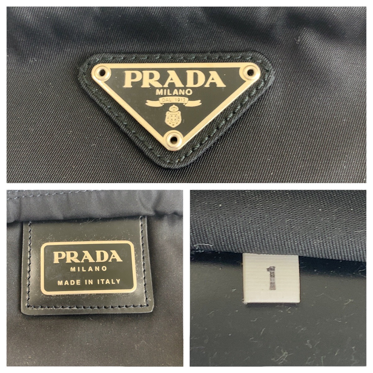 14241
PRADA プラダ テスート 三角ロゴプレート ブラック 黒 シルバー金具 ナイロン 斜め掛け ショルダーバッグ  メンズ