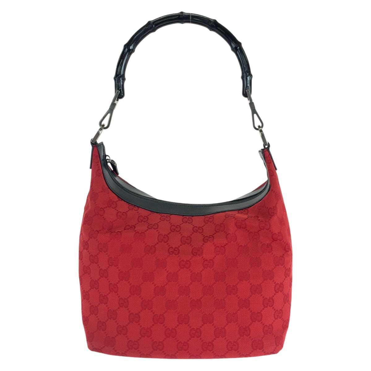 14243
GUCCI グッチ バンブー レッド ブラック ガンメタ金具 GGキャンバス / レザー 000 0531 ショルダーバッグ  レディース