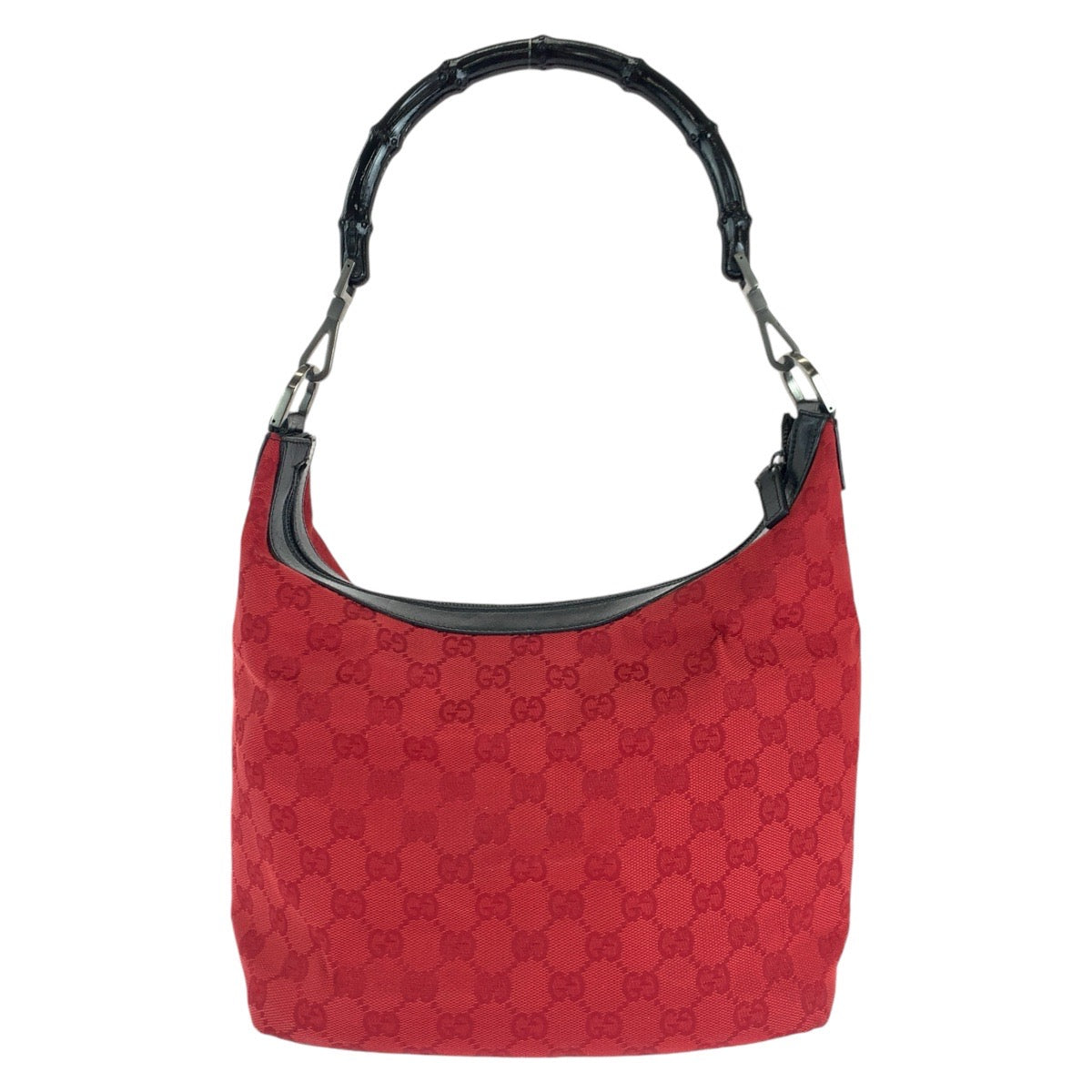 14243
GUCCI グッチ バンブー レッド ブラック ガンメタ金具 GGキャンバス / レザー 000 0531 ショルダーバッグ  レディース
