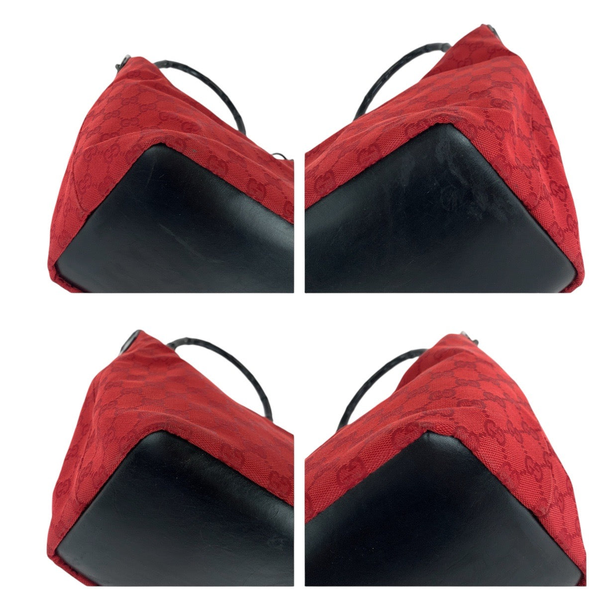 14243
GUCCI グッチ バンブー レッド ブラック ガンメタ金具 GGキャンバス / レザー 000 0531 ショルダーバッグ  レディース
