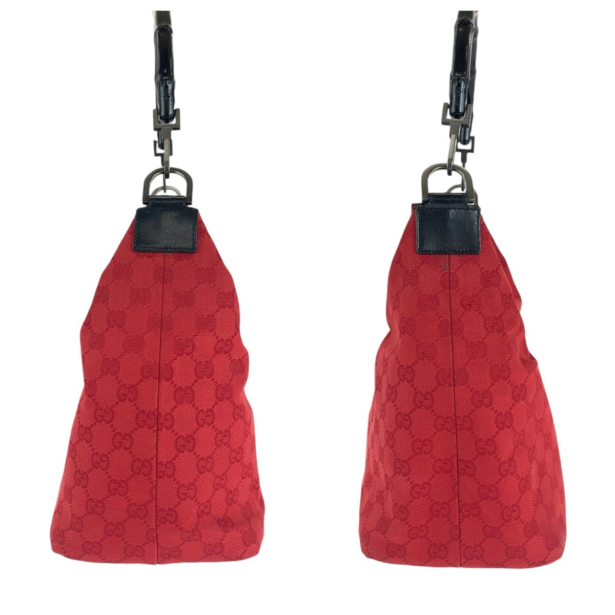 14243
GUCCI グッチ バンブー レッド ブラック ガンメタ金具 GGキャンバス / レザー 000 0531 ショルダーバッグ  レディース