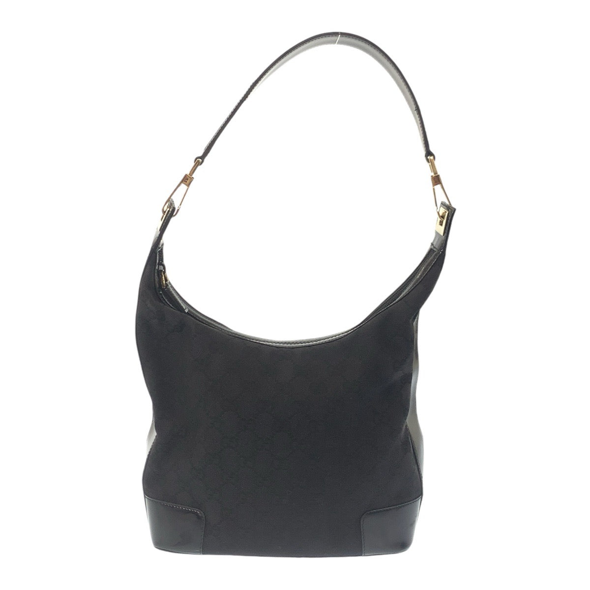 14245
GUCCI グッチ ブラック 黒 ゴールド金具 GGキャンバス ショルダーバッグ ホーボー  レディース