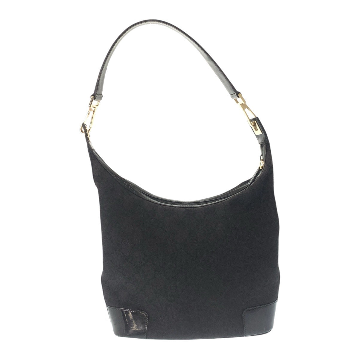 14245
GUCCI グッチ ブラック 黒 ゴールド金具 GGキャンバス ショルダーバッグ ホーボー  レディース