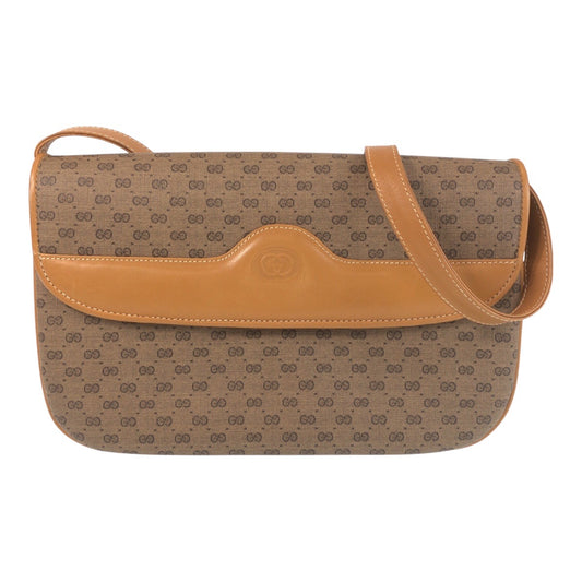 13819
GUCCI グッチ オールドグッチ マイクロGG ブラウン キャメル PVC / レザー 004 256 斜め掛け ショルダーバッグ メッセンジャーバッグ  レディース