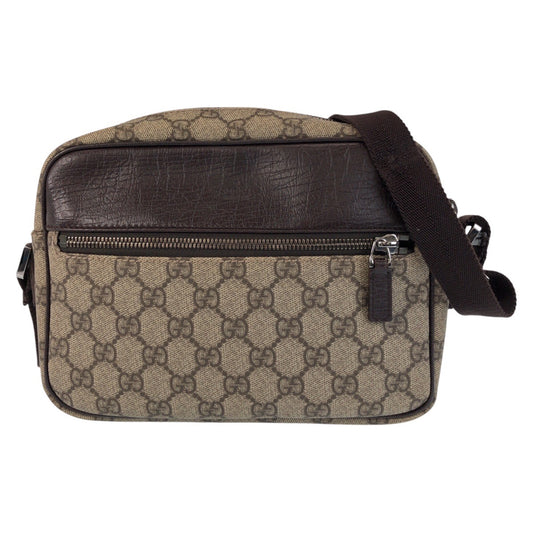13820
GUCCI グッチ ブラウン シルバー金具 GGスプリームキャンバス / レザー 114291 斜め掛け ショルダーバッグ  レディース