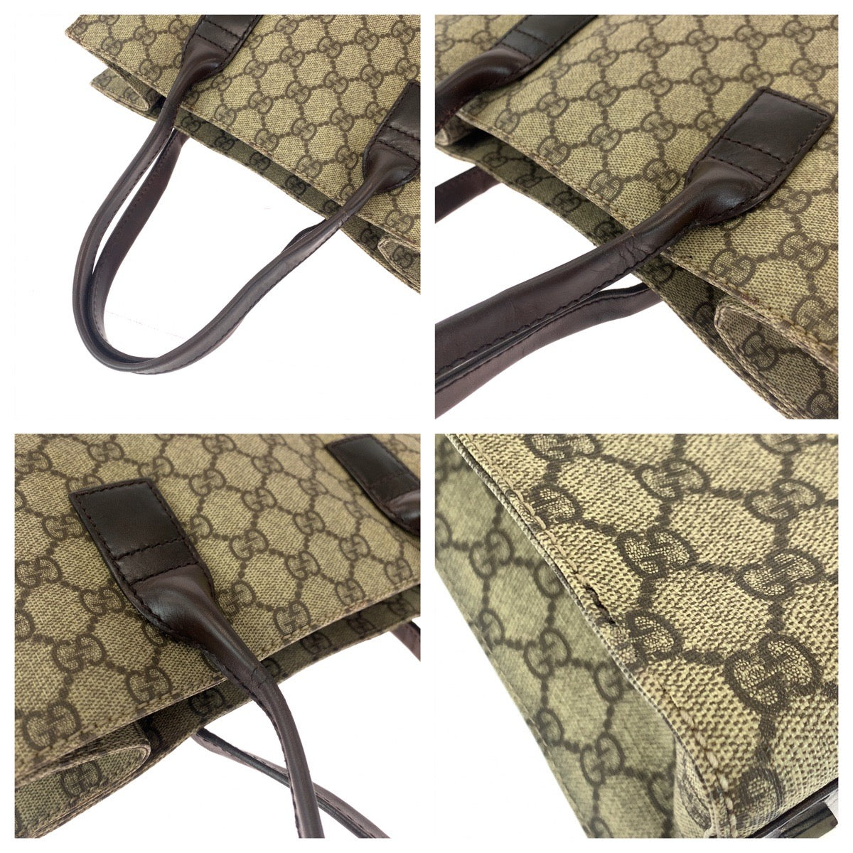 14246
GUCCI グッチ ベージュ ブラウン GGスプリームキャンバス 91249 トートバッグ ハンドバッグ  レディース