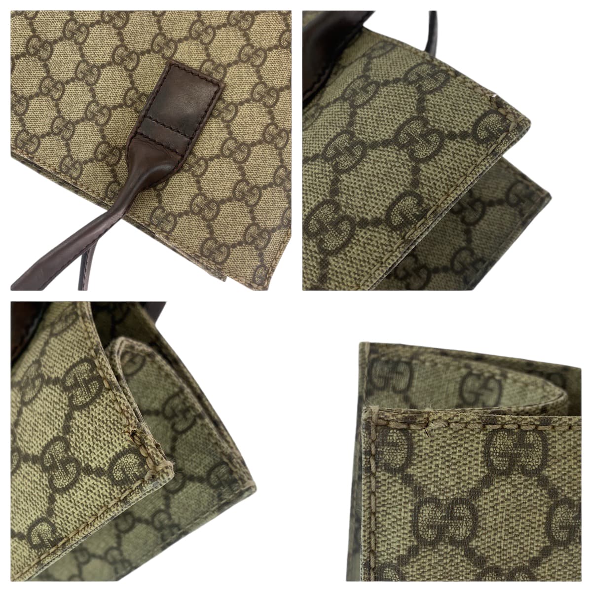 14246
GUCCI グッチ ベージュ ブラウン GGスプリームキャンバス 91249 トートバッグ ハンドバッグ  レディース