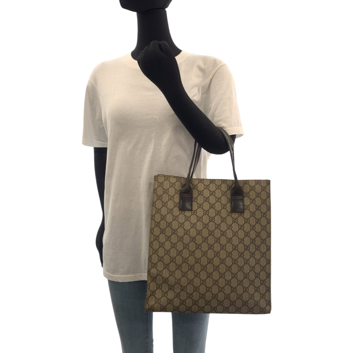 14246
GUCCI グッチ ベージュ ブラウン GGスプリームキャンバス 91249 トートバッグ ハンドバッグ  レディース