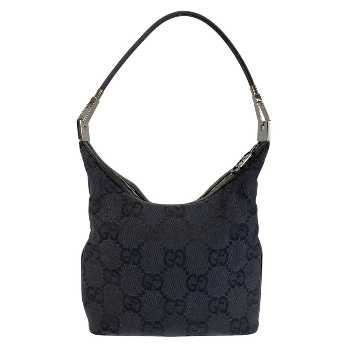 14247
GUCCI グッチ ブラック 黒 シルバー金具 GGキャンバス / レザー 001 3814 ショルダーバッグ  レディース