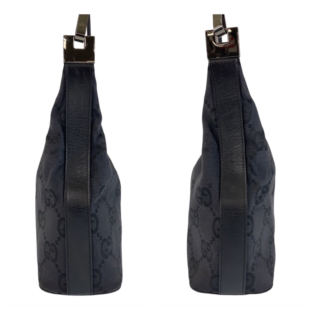 14247
GUCCI グッチ ブラック 黒 シルバー金具 GGキャンバス / レザー 001 3814 ショルダーバッグ  レディース